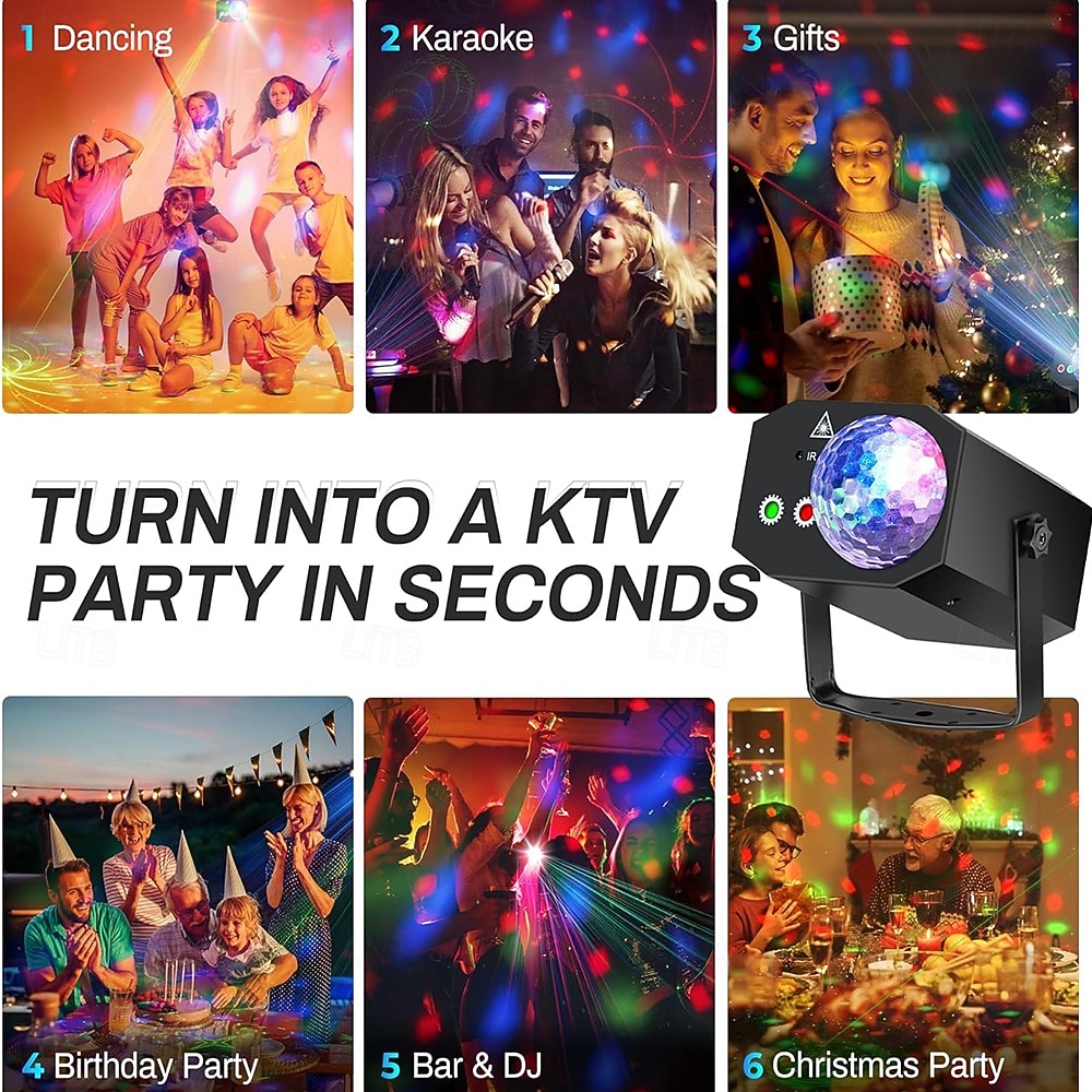 DJ Laser Party Lights Disco Light with RGB Strobe Light Show Music Sound Activated/Remote Control for DJ Parties Stage Karaoke Club Home Birthday 2026 - $62.99 –P7