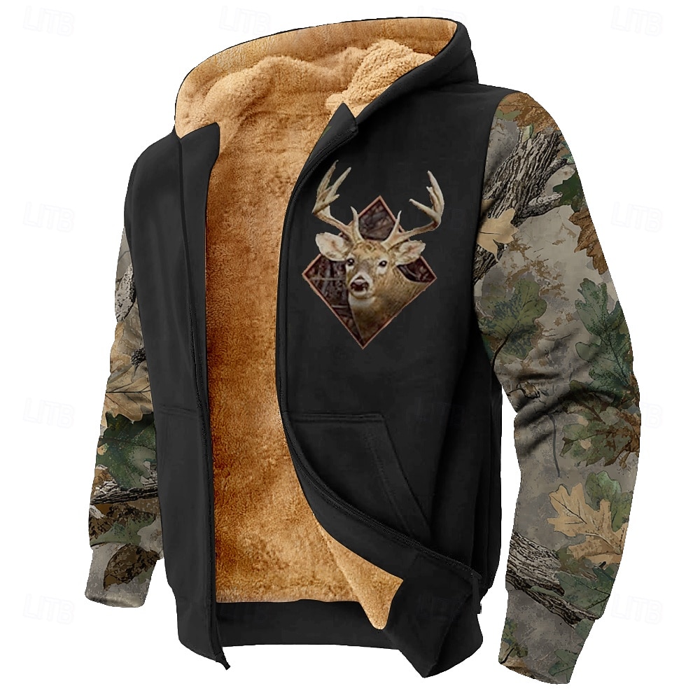 Per uomo Mimetico Cervo Pile Felpa con Cappuccio Giacca di pelle Felpa Classico Militare Da caccia Manica Lunga Girocollo All'aperto Campeggio Nero Marrone Verde Grigio Con zip Autunno Inverno del 2026 a $41.99 –P4