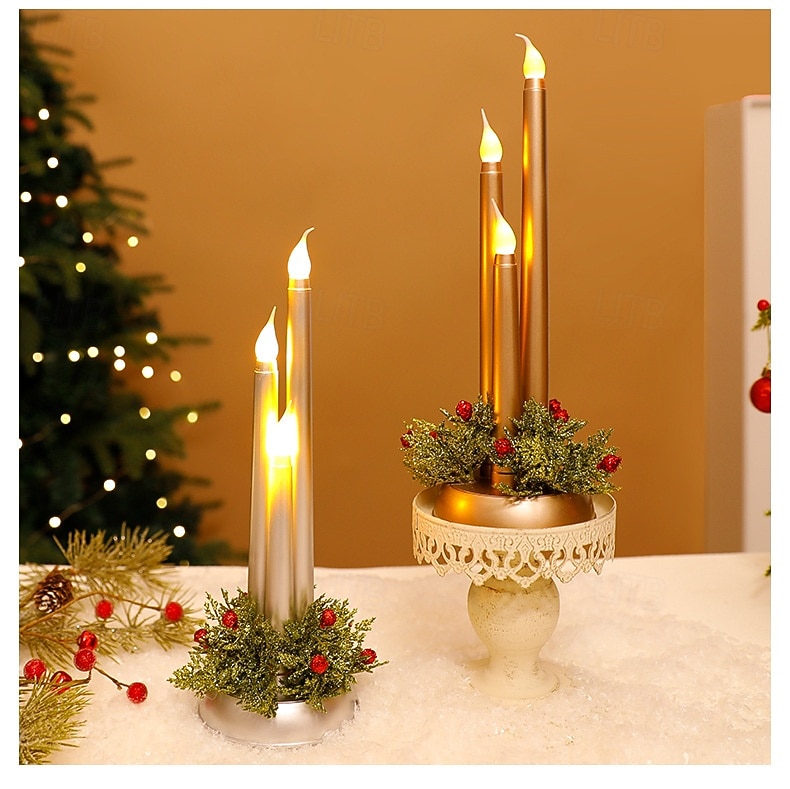 3 Pcs 30 * 10CM Christmas Halloween Valentine's Day Simulation Candlestick Candlestick LED Ornament Light Desktop Atmosphere Decorative Light Nightlight AAA Battery Box 2025 - CAD $21.99 –P7