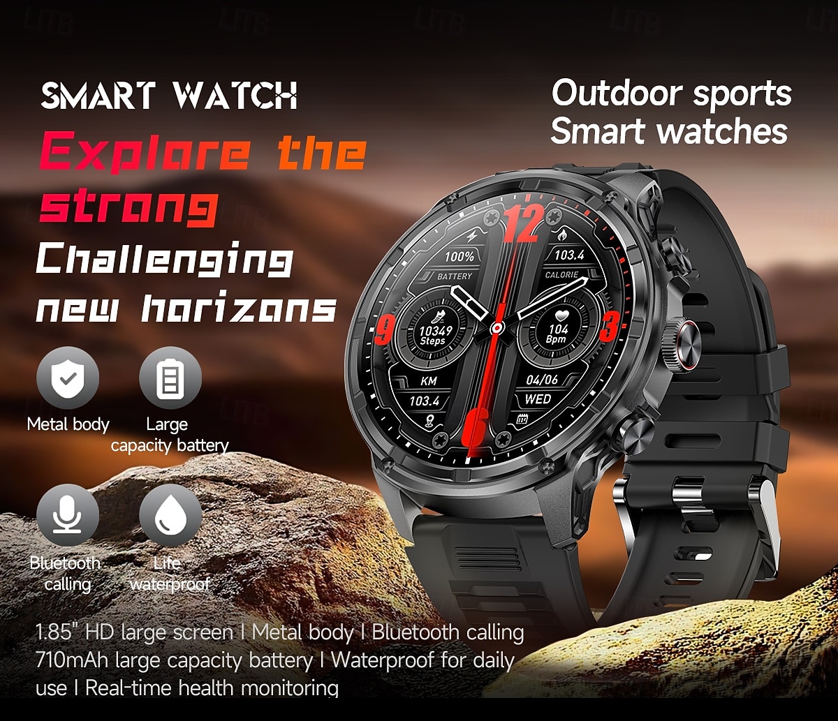 V99 Smart Watch 1.85 inch Smartwatch Fitness Running Watch Bluetooth Pedometer Call Reminder Fitness Tracker Compatible with Smartphone Unisex Long Standby Hands-Free Calls Waterproof IP 67 52mm 2026 - $66.99 –P1