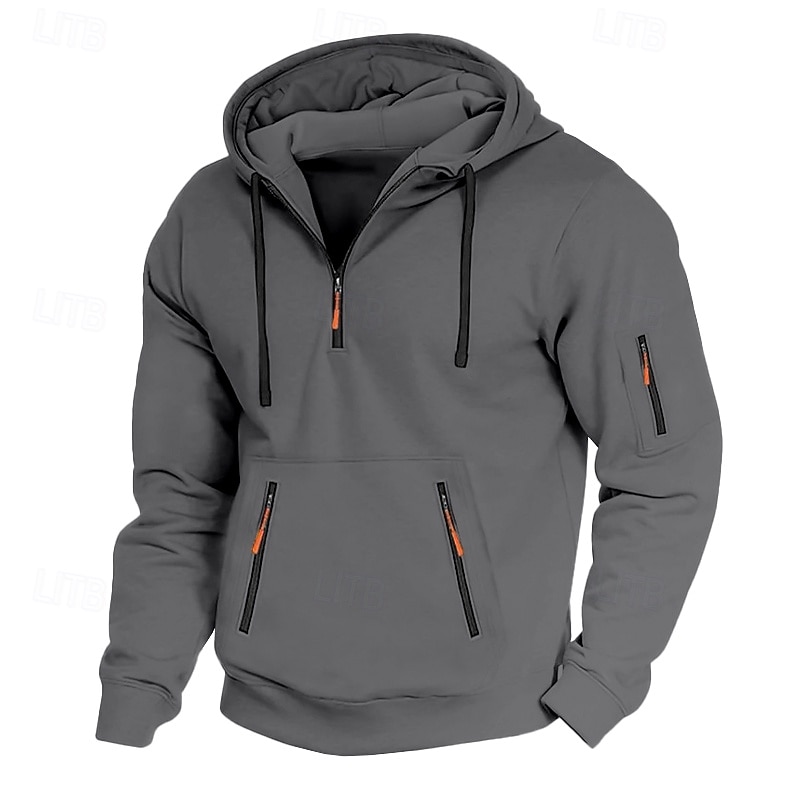 Pánské Kapuce Mikina se zipem na čtvrtletí Fleecová mikina Taktická mikina s kapucí Černá Námořnická modř Khaki Světle šedá Tmavě šedá Kapuce Bez vzoru Zip Sporty a outdoor Ležérní Denní Šik ven 2025 - $23.99 –P5