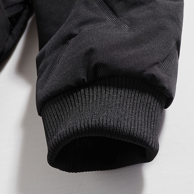 Men's Winter Jacket Quilted Jacket Fleece Jacket Parka Pocket Polyster Fleece lined Vacation Daily Wear Date Regular Fashion Casual Comfortable Thermal Warm Fall Winter Solid / Plain Color Black 2026 - $34.99 –P10