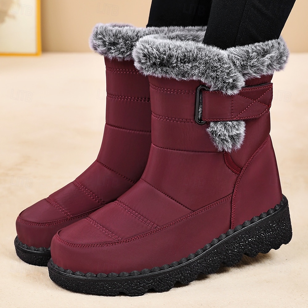 Mujer Botas Botas de nieve Diario Tacón Plano Dedo redondo Casual Satén Mocasín Vino Negro Azul 2026 - $32.99 –P8