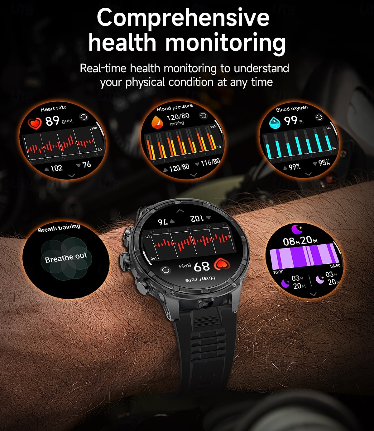 V99 Smart Watch 1.85 inch Smartwatch Fitness Running Watch Bluetooth Pedometer Call Reminder Fitness Tracker Compatible with Smartphone Unisex Long Standby Hands-Free Calls Waterproof IP 67 52mm 2026 - $66.99 –P10