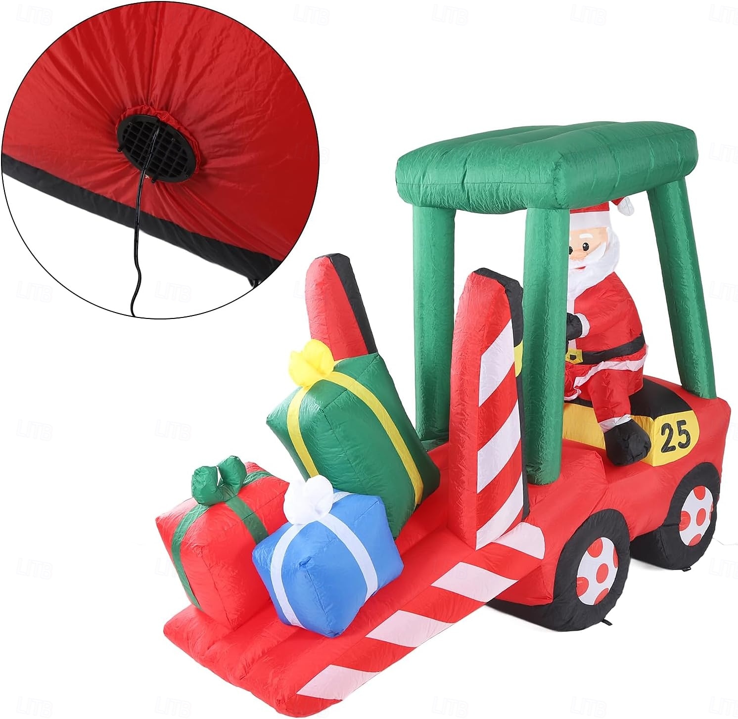 Babbo Natale guida un carrello elevatore con striscia luminosa a LED, modello gonfiabile impermeabile, festa in giardino al chiuso e all'aperto, decorazioni luminose per l'atmosfera festiva, spina del 2025 a $85.99 –P7