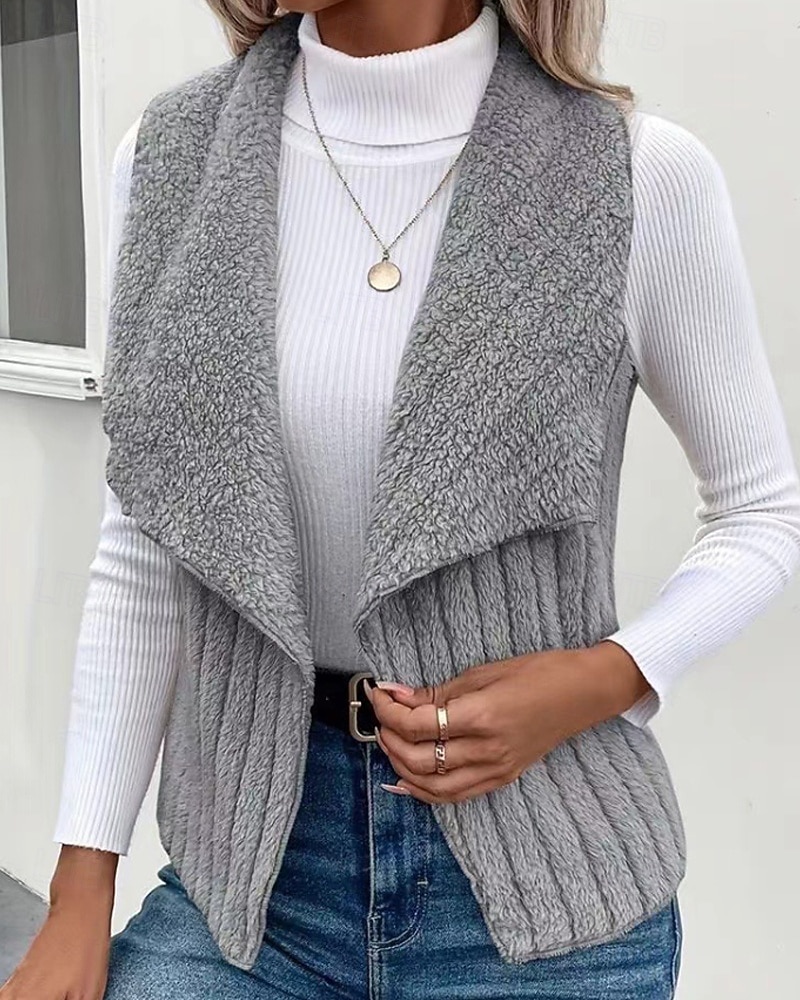 Femmes Gilet Chaud Confortable Fermeture éclair Occasionnel Uni Vacances Rue Occasionnel Tenue quotidienne Régulier Col Rabattu Coupe régulière Sans manches Vêtements d'extérieur Noir Blanche Bleu de 2026 ? $22.99 –P1
