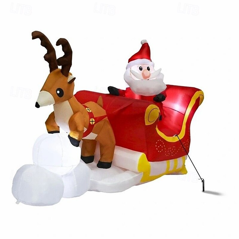 slitta di Babbo Natale con renne e luci a LED gonfiabile modello ad aria per interni ed esterni cortile prato atmosfera festiva decorazione oggetti di scena spina UE/USA/Regno Unito/Australia 1,8 * del 2025 a $58.99 –P7