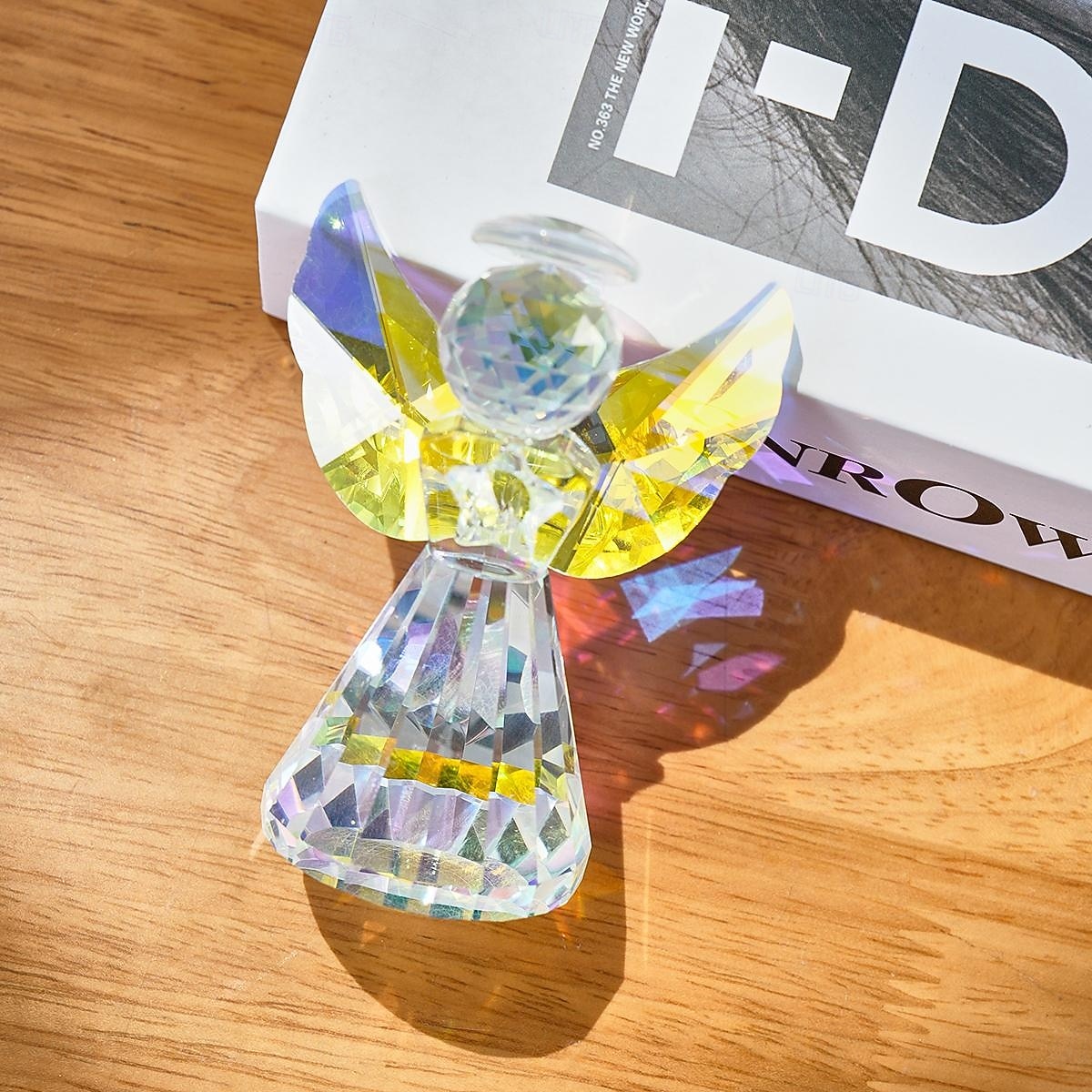 1 kpl kristalli enkelinmuotoinen koristeellinen käsityö ikkunalaudalle prisma valoa vangitseva koristeellinen auringonsieppari koriste-esineet sopivat festivaali- ja juhlakoristeluun kodinsisustukseen 2026 - $13.49 –P9