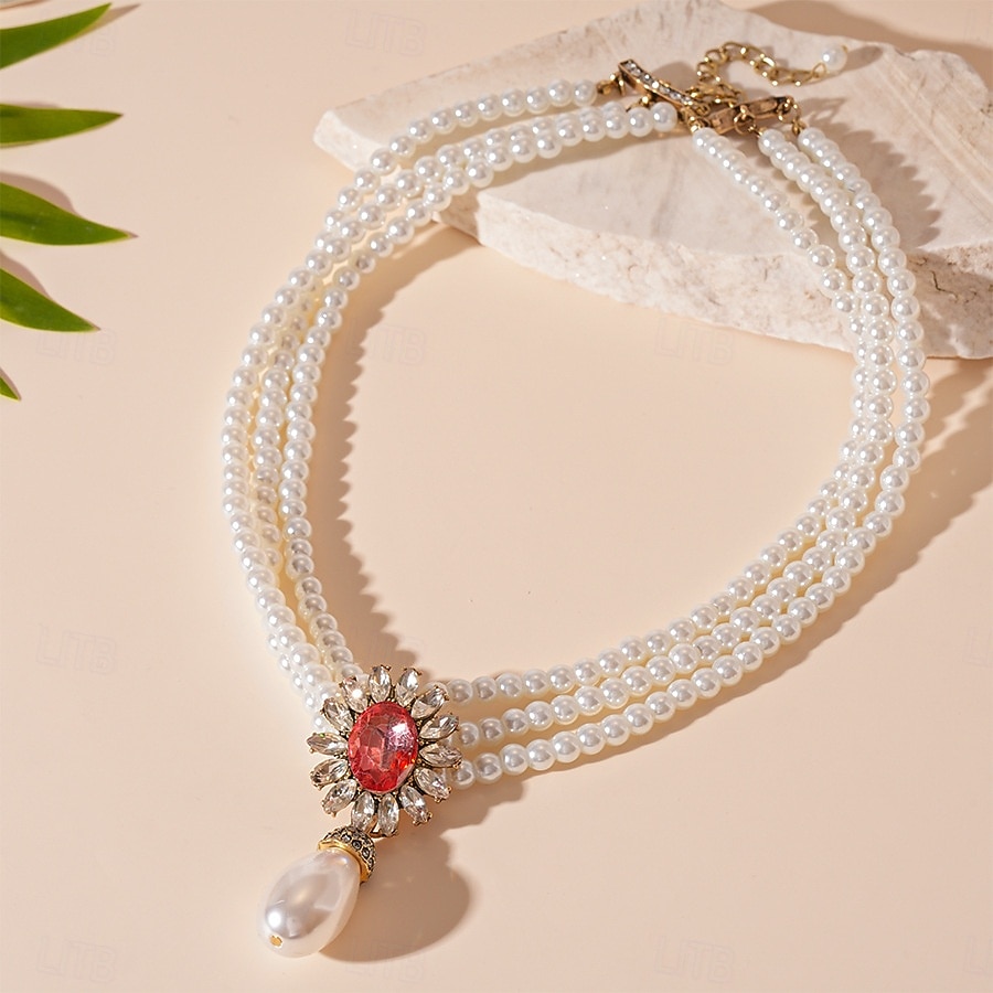 Women's Pearl Jewelry Set with Earrings, Necklace and Bracelet - Elegant Vintage Style Accessories with Crystal Accents for Ballroom Party, Wedding and Formal Events 2025 - $18.99 –P5