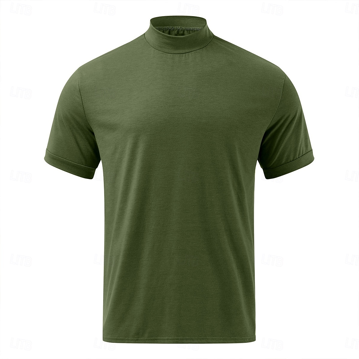 Men's T Shirt Tee Top Mock Turtleneck Short Sleeve Turtleneck Summer Spring Solid Color Classic Light Brown Top Tee for Men 2026 - $16.49 –P8
