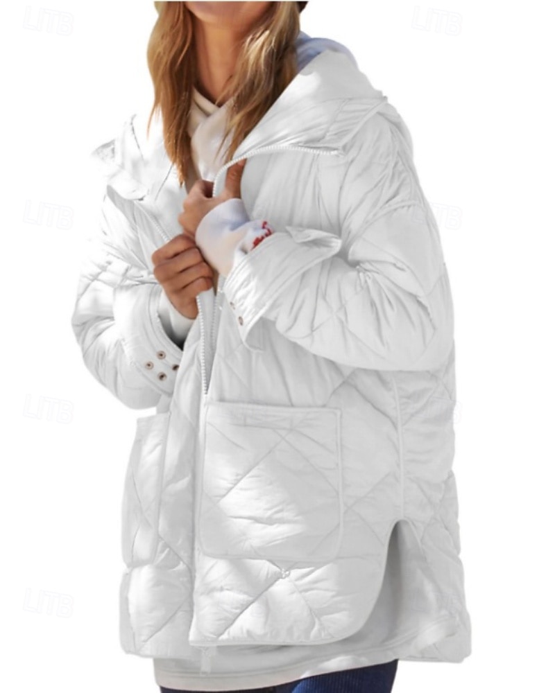 Mulheres Casaco de inverno Casaco com capuz Manter Quente Confortável Zíper Bolsos Hem irregular Casual Tecido Férias Casual Roupa Diária Final de semana Longo Com Capuz Normal Manga Longa agasalhos de 2025 por $65.99 –P6