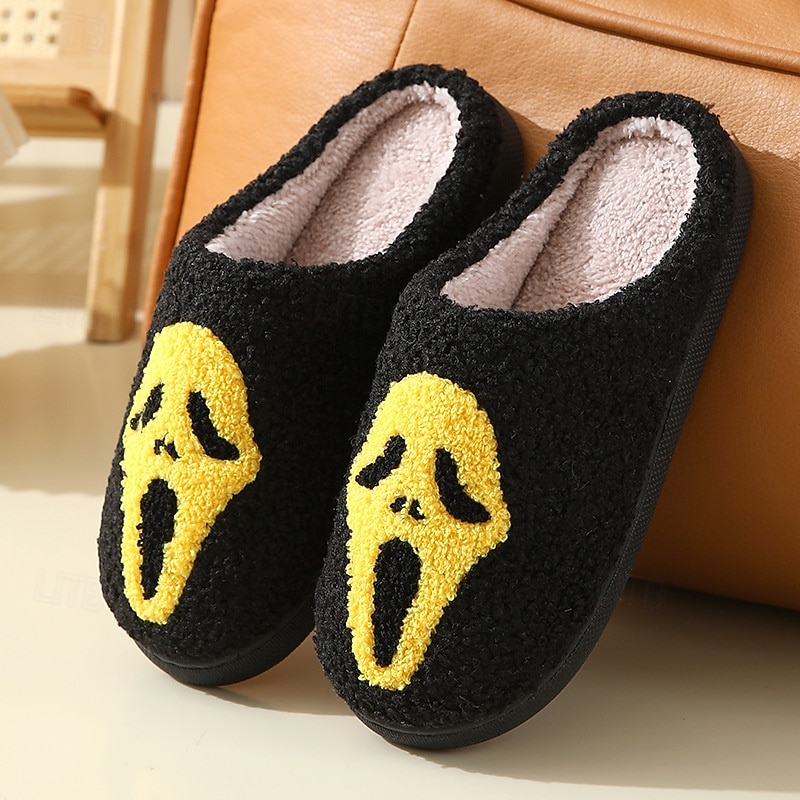 útulné podzimní halloweenské pantofle, roztomilé kreslené dýňové plyšové domácí boty, vtipné chlupaté domácí pantofle, teplé zimní domácí pantofle pro ženy a muže 2025 - $13.99 –P14