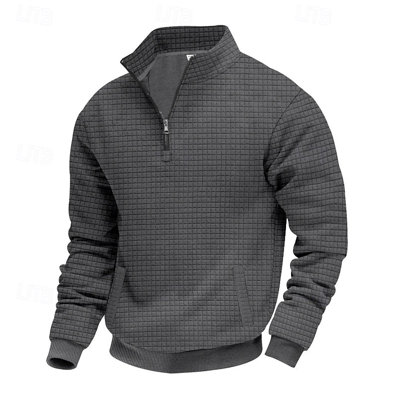 Per uomo Maglia Felpa a nido d'ape Felpa con cappuccio Maglione Felpa con zip corta Nero Bianco Blu marino Cachi Grigio chiaro Colletto Mao Semplice Patchwork Sport & Outdoor Casuale Quotidiano del 2025 a $23.99 –P7