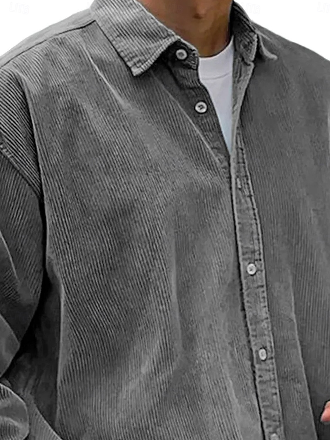 Męskie Koszula Codzienna koszula Koszula sztruksowa Zapinana na guziki koszula Czarny Biały Granatowy Niebieski Fioletowy Długi rękaw Wieczorne Na zewnątrz Ulica Odzież Zabytkowe Codzienny 2025 - $27.99 –P2