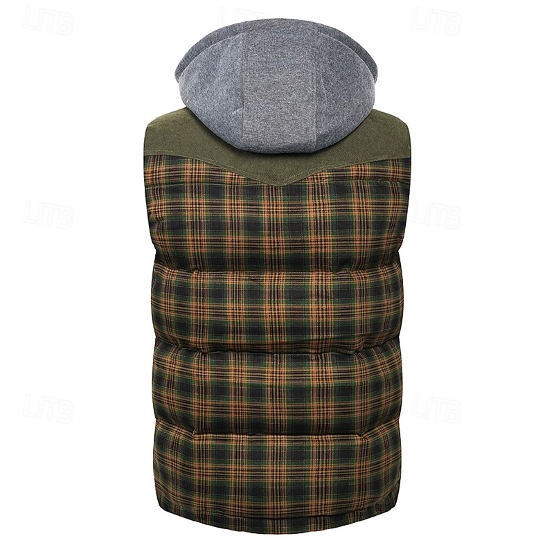 Per uomo Gilet imbottito Gilet Vacanza Quotidiano Data Moda Casual Autunno Inverno Tasca Poliestere Caldo Confortevole Plaid Cerniera Con Cappuccio Vestibilità regolare Rosso Verde Verde militare del 2026 a $69.99 –P19
