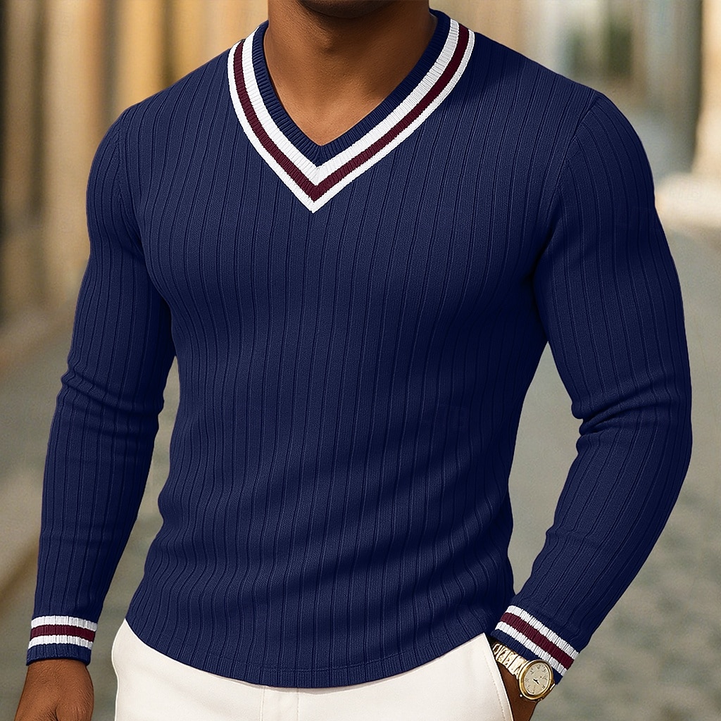 Herren T-Shirt Langarm V Ausschnitt Henley Sommer Frühling Herbst Einfach Zeitgenössisch Modern Lässig Farbblock Knöpfe Basic Heim Straße Lässig Blau Grün Violett Top T-Shirt für Herren 2025 - $29.99 –P6