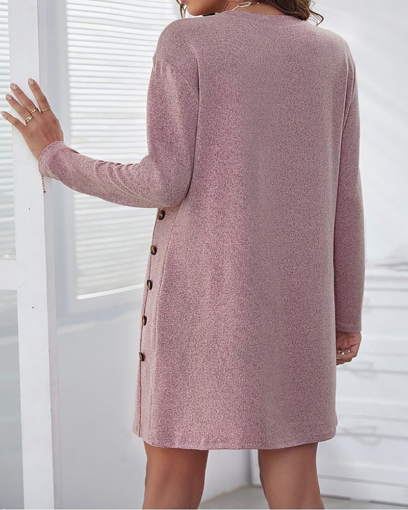 Damen Minikleid schwarzes kleid Freizeitkleid Cocktailkleid Abendkleid Elegant Modern Täglich Ausgehen Wochenende Normale Passform Einfach Langarm Rundhalsausschnitt Schwarz Rosa Grau Frühling Herbst 2025 - $28.99 –P8