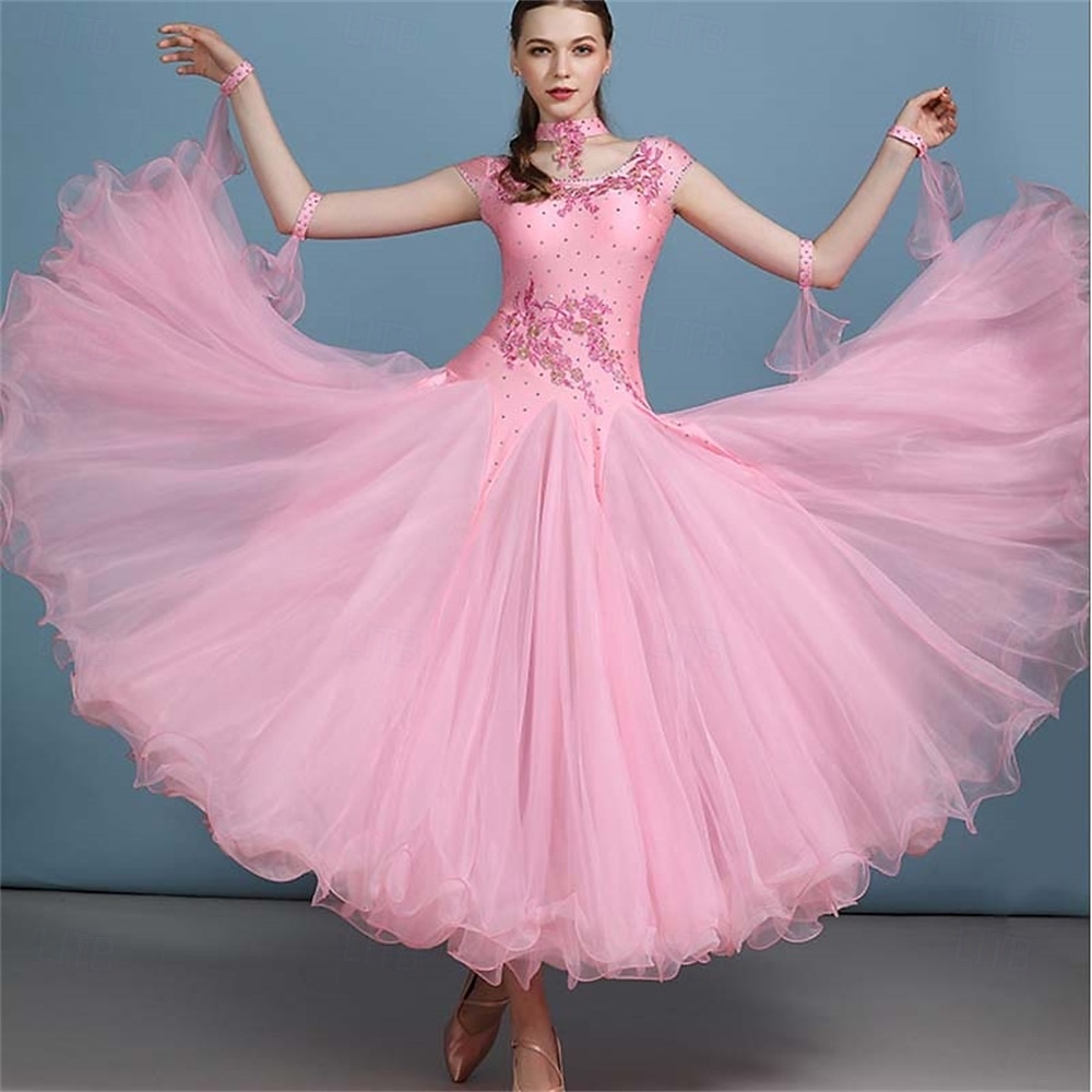 ballroomdansklänning kristaller / strass damföreställning långärmad spandex polyester 2026 - $173.99 –P10