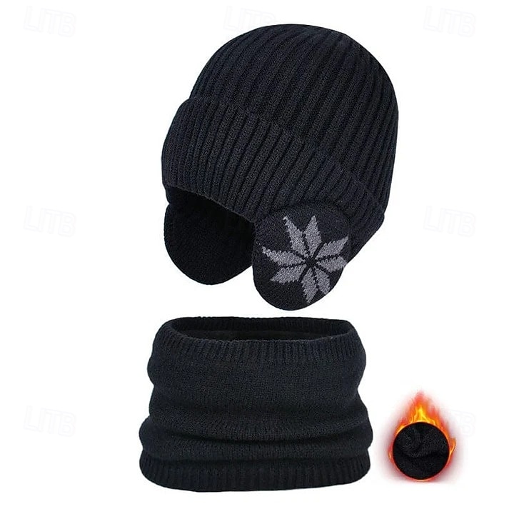 Winter muts sjaal sets warme gebreide muts fleece gevoerde nekwarmer dames heren outdoor fietsen oorbescherming schedelkap koud weer thermische accessoires 2026 - $19.99 –P10