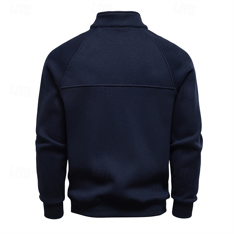 Homens Moletom Moletom de lã Moletom com zíper Adamascado Preto Verde Tropa Azul Marinha Cinza Claro Meio Zíper Tecido Zíper Desportos e Ar livre Diário Feriado Roupa de rua Básico Casual Outono de 2025 por $36.99 –P6