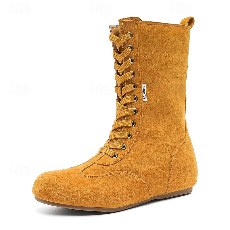 stivali alti da uomo in pelle scamosciata gialla: un trend setter urbano, un comodo design con lacci per un uso casual o quotidiano del 2026 a $79.99 –P4