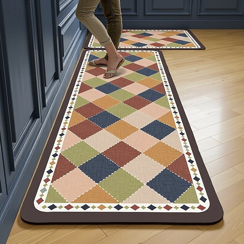 Kuchyňské běhouny, jednoduché moderní domácí kuchyňské rohožky, křemelina, savá, odolná proti olejům, rychleschnoucí, odolná proti skvrnám, snadná údržba, řezatelné, protiskluzové, koberce do vchodu, 2025 - $7.49 –P1