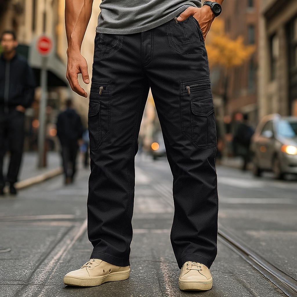 בגדי ריקוד גברים מכנסי קרגו מכנסי עבודה מכנסיים לטיולי הליכה כיס מרובה רגל ישרה אחיד לביש פתילת לחות באורך מלא בָּחוּץ קזו'אל יומי חופשה אופנתי שחור ירוק צבא קשיח 2026 - $31.99 –P3