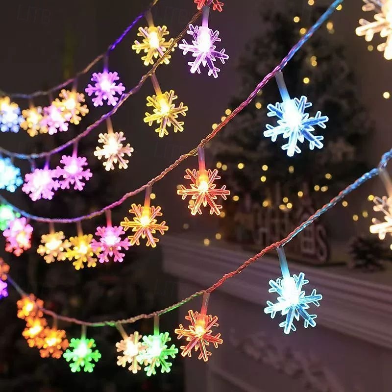 2025年 クリスマス LED スノーフレーク エルク スター フェアリー ストリングライト 10/20/40LED 新年 ウェディング ガーランドライト 電池式 ホリデーパーティー 雰囲気 デコレーション  コレクション – $12.99 –P8