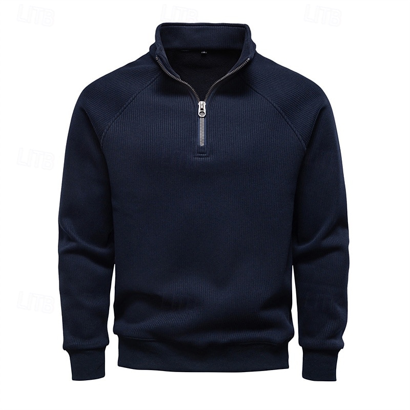 Homens Moletom Moletom de lã Moletom com zíper Adamascado Preto Verde Tropa Azul Marinha Cinza Claro Meio Zíper Tecido Zíper Desportos e Ar livre Diário Feriado Roupa de rua Básico Casual Outono de 2025 por $36.99 –P5