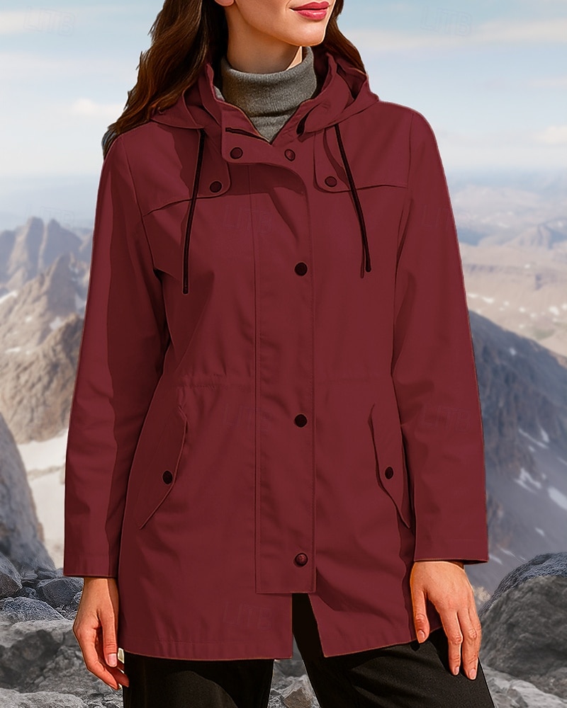 Damen Outdoorjacke Wanderjacke Regenmantel Außen Wasserdicht Winddicht Leicht Wanderoutfits Wanderbekleidung Frühling Herbst Jacke Jagd Klettern Camping / Wandern / Höhlenforschung Einfarbig Schwarz 2026 - $52.99 –P7