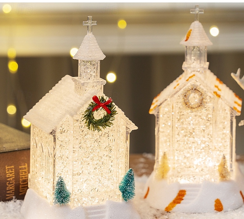 Christmas Transparent House LED Wind Light Indoor Bedroom Living Room Dining Room Study Room Church Desktop Decorative Light Pendant Light AAA Battery Box 21.5CM/8.46Inch 2025 - CAD $16.99 –P2