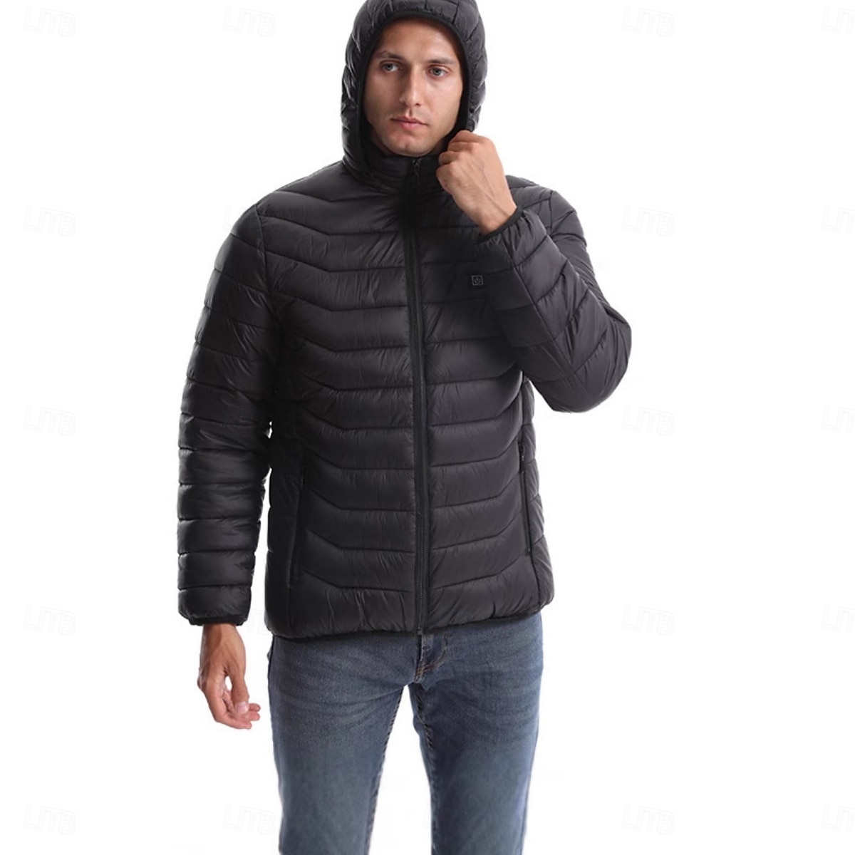 Мужчины Пуховик Куртка с подогревом Повседневные Сохраняет тепло Зарядка через USB Капюшон Зима Спортивные Капюшон Обычная Черный Жакеты 2026 - $69.99 –P2