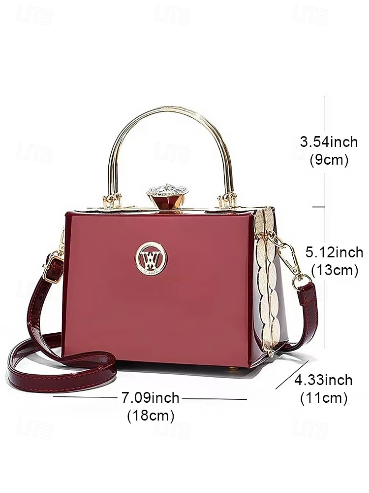Women's Burgundy Patent Leather Evening Handbag with Gold Handle, Vintage Gatsby Style Purse for Cocktail Parties, Weddings and Formal Events 2025 - $26.99 –P10