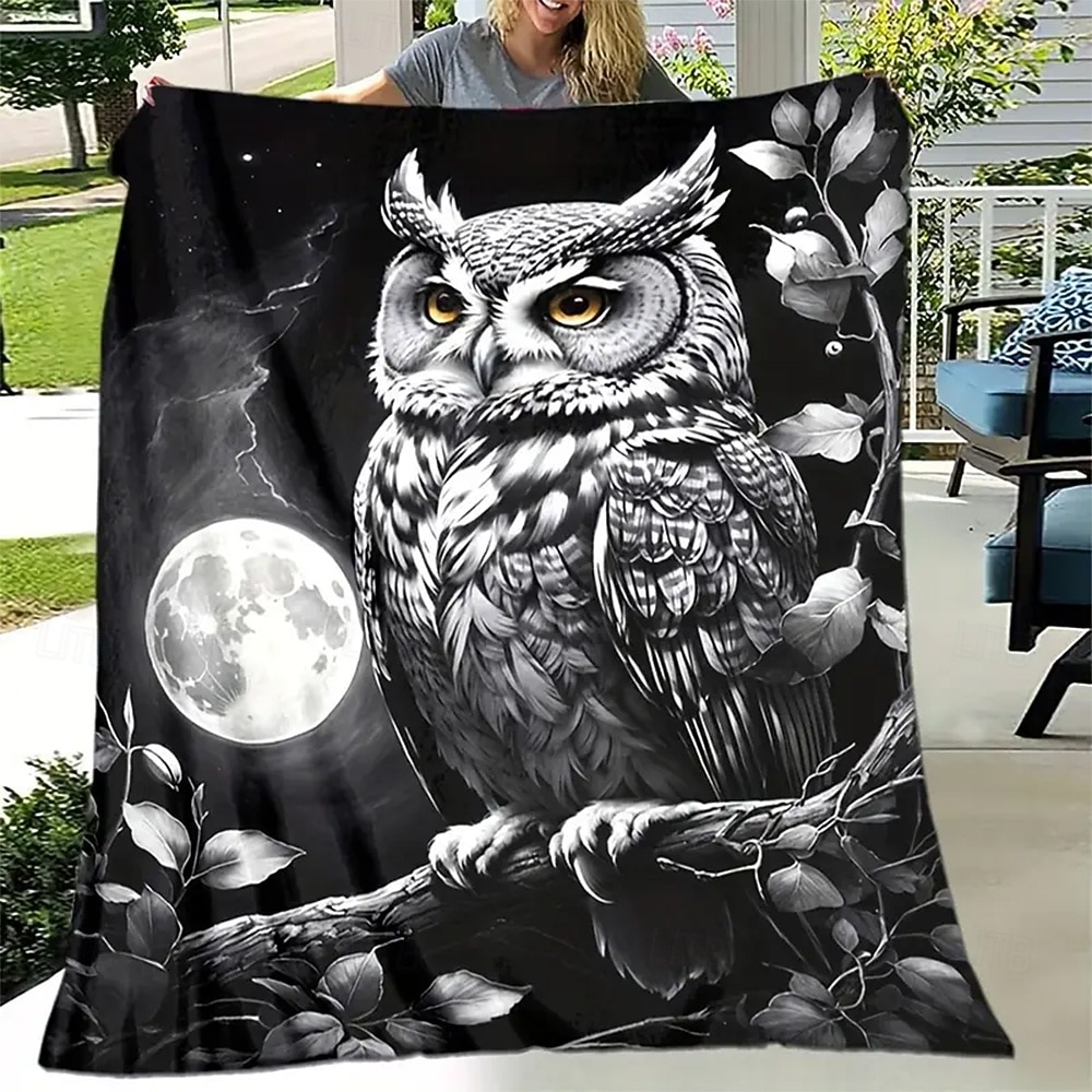 Mantas de vellón Manta para sofá Búho Animal 3D Arte Sofá Cama Manta decorativa Manta cálida Decoración del hogar 2026 - $19.49 –P1