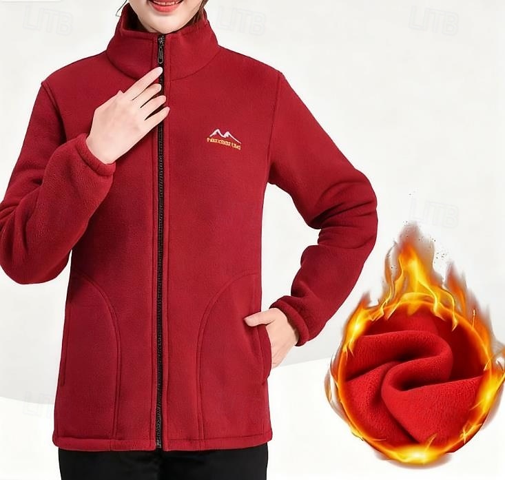 Veste polaire Femmes Top manche longue Col montant Doux Chaud Avec Poches Salle de sport Course Fitness Des sports Tenues de Sport Noir Rouge de 2026 ? $13.99 –P1