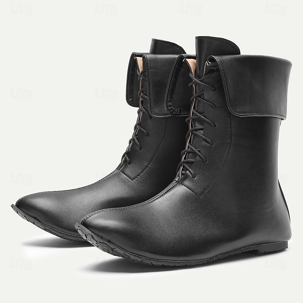 stivali da uomo medievali rinascimentali con lacci, calzature classiche in stile costume retrò per cosplay, spettacoli teatrali, festival e rievocazioni storiche del 2026 a $54.99 –P1