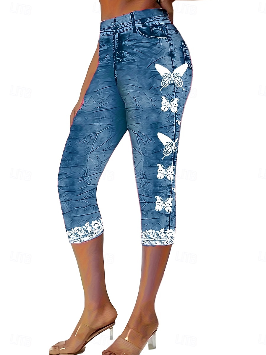 Femmes Pantalon capri Leggings Vacances ancien Mode Longueur mollet Taille Moyenne Fleuri Graphique Impression 3D Impression Doux Respirant Micro-Élastique Vacances Rue Décontracté Rosé Bleu ciel de 2025 ? $18.99 –P6