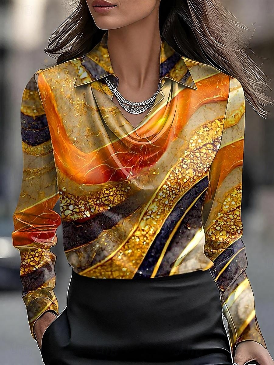 Γυναικεία Πουκάμισα Φόρεμα Επίσημα Tops Επίσημο Πουκάμισο Γραφικό Γεωμετρικό Αφηρημένο Elegant Στυλάτο Καθημερινό Μακρύ Μανίκι Ζακέτα Εργασία Πάρτι Βραδινά Ρούχα Καθημερινά Συσκευασμένα Ριχτά Κόκκινο 2026 - $32.99 –P1