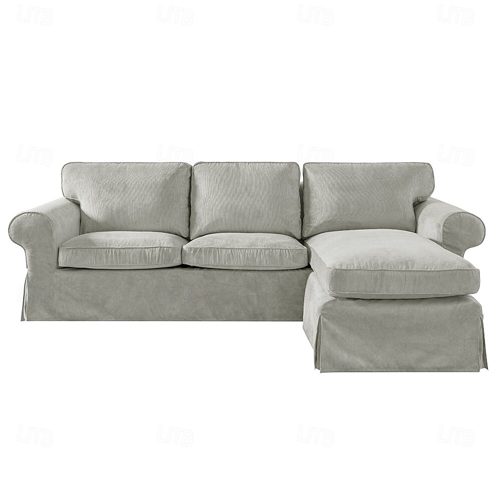 Divano a 3 posti Ektorp con fodera per chaise longue, fodera in velluto a coste trapuntato in tinta unita, resistente protezione antiscivolo per il soggiorno del 2025 a $348.39 –P5