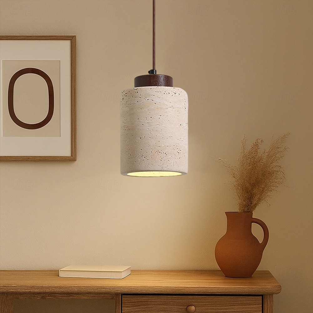 lampada a sospensione in pietra naturale nordica cilindro piccolo metà secolo moderno appeso 85-265v del 2025 a $67.99 –P17