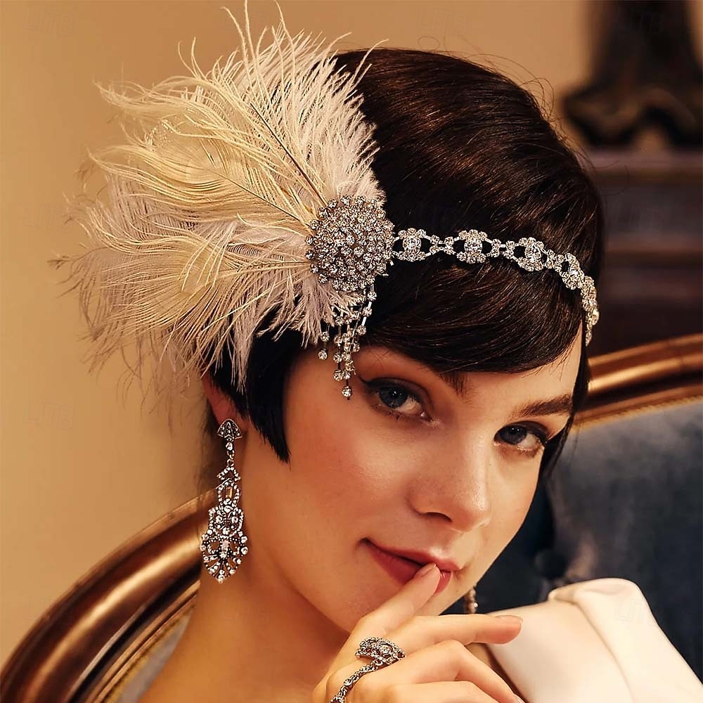 Damen-Stirnband mit Federn und Strass im Stil der 1920er Jahre – Gatsby-Flapper-Haaraccessoire für Gesellschaftstanz, Cocktailpartys und Veranstaltungen mit Vintage-Thema 2026 - $18.99 –P2