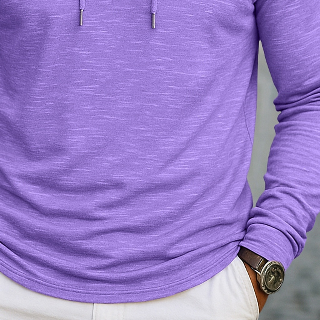 Herren T Shirt Langarm Mit Kapuze Frühling Herbst Ganzjahres Einfarbig Traditionell / Vintage Lässig Mit Kapuze Outdoor Urlaub Lässig Dunkelbraun Grün Hellblau Top T-Shirt für Herren 2025 - $20.99 –P4
