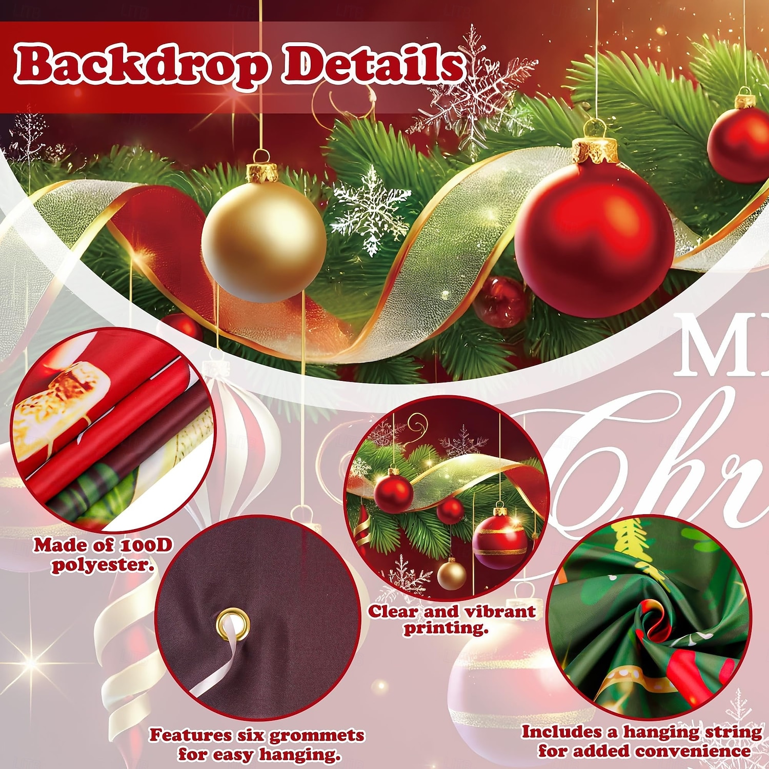 karácsonyi kültéri garázskapu borító vidám karácsonyi dísz golyók ünnepi nagy gobelin háttér party faldekoráció kültéri garázskapu otthonra karácsonyi fesztivál ünneplés dekoráció 2026 - $32.99 –P1