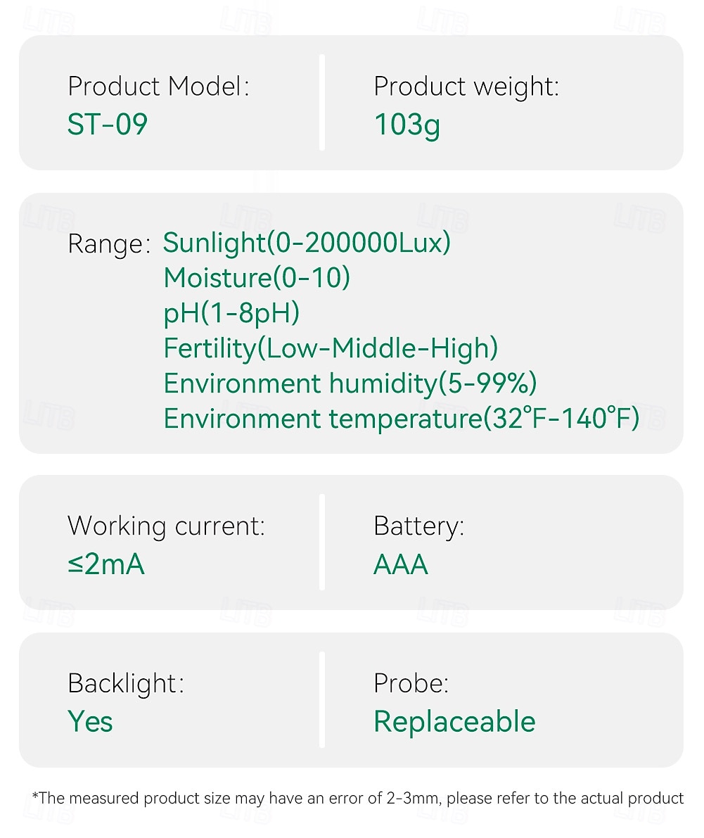 Digital Soil Tester - Multi-parameter Monitor Suitable For Ph/Conductivity/Temperature/Humidity/Illuminance Led Display Screen 2025 - $34.99 –P10