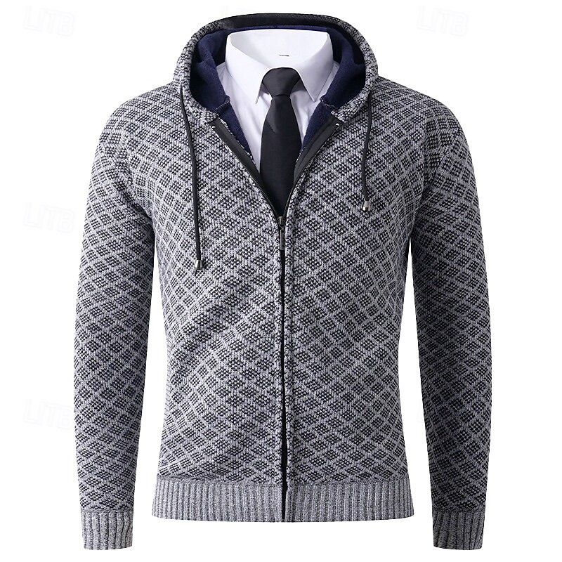 Herren Pullover Kleid Pullover Strickjacke Reißverschluss-Pullover Strickpullover Gerippt Stricken Normale Oberteile Gestrickt Gerippt Einfach Mit Kapuze Mode Schals Lässig Alltagskleidung Bekleidung 2025 - $29.99 –P1