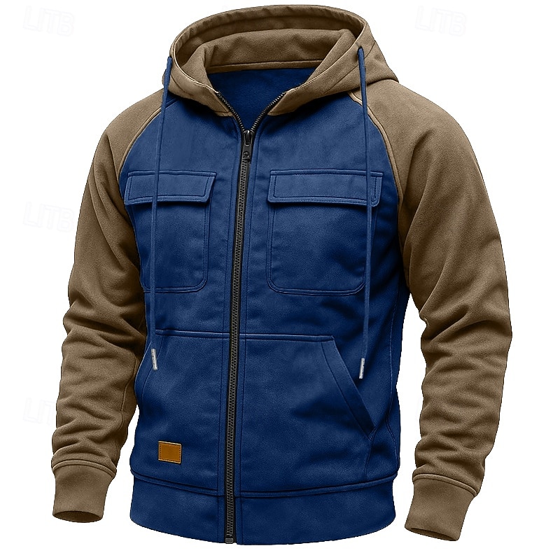 Hombre Sudadera Sudadera con capucha y cremallera completa Sudadera con capucha de lana Sudadera táctica con capucha Negro Rosa Verde Ejército Burdeos Azul Piscina Con Capucha Plano Cremallera 2025 - $23.99 –P5