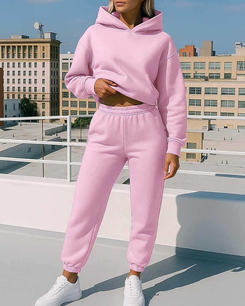 Mujer Chándal de 2 piezas Sudadera con capucha Lounge Conjuntos de chándal Color sólido Trajes de Yoga Otoño Negro Blanco Rutina de ejercicio Al Aire Libre Viaje Alta cintura Ligero Moda Manga Larga 2025 - $32.99 –P7