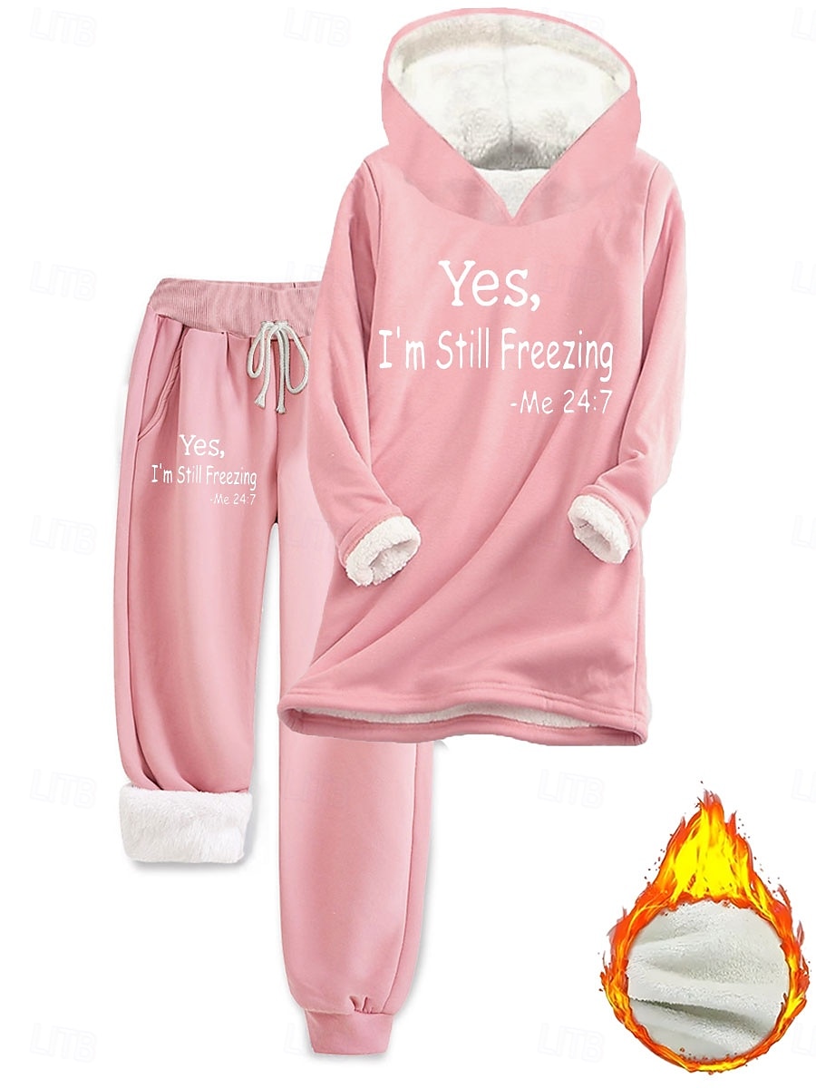 Damen Täglich Stilvoll Zweiteilige Sets Trainingsanzug Hosen-Sets Langarm Mit Kapuze Grafik Buchstabe Kordelzug Druck Lässig Täglich Schwarz Rosa Dunkelpink Herbst Lässiger Schnitt 2025 - $47.99 –P9