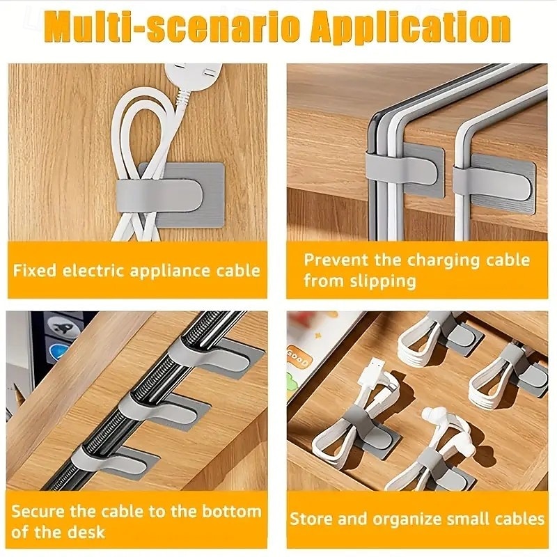 50 fascette autoadesive in velcro per impieghi gravosi – nere, grigie &scrivania bianca multiuso &cinghie per la gestione dei cavi da ufficio, organizer in nylon del 2025 a $11.49 –P8