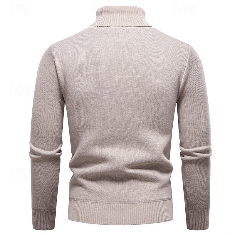 Herren Pullover Strickpullover Gerippt Stricken Normale Oberteile Gestrickt Einfach Rollkragen Mode Basic Urlaub Alltagskleidung Bekleidung Herbst Winter Wein Schwarz S M L 2025 - $17.99 –P6